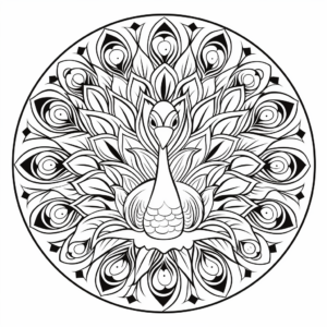 Zen Art Peacock Mandala Coloring Pages 3