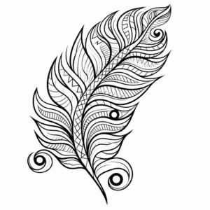 Zentangle Peacock Feather Coloring Pages for Relaxation 1