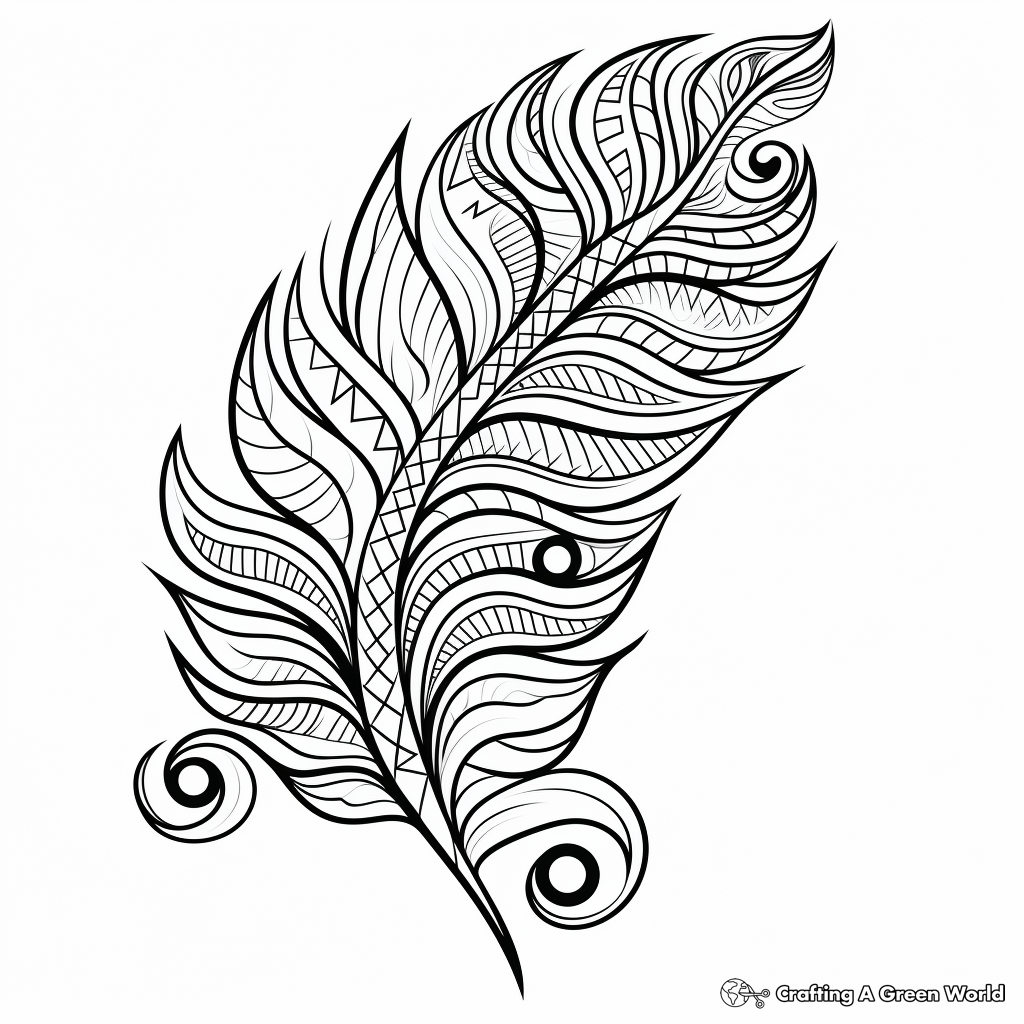 Zentangle Peacock Feather Coloring Pages for Relaxation 1
