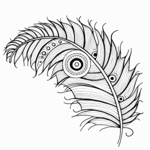 Zentangle Peacock Feather Coloring Pages for Relaxation 3