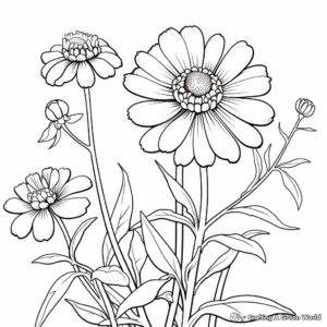 Zinnia in the Wild: Meadow-Scene Coloring Pages 1