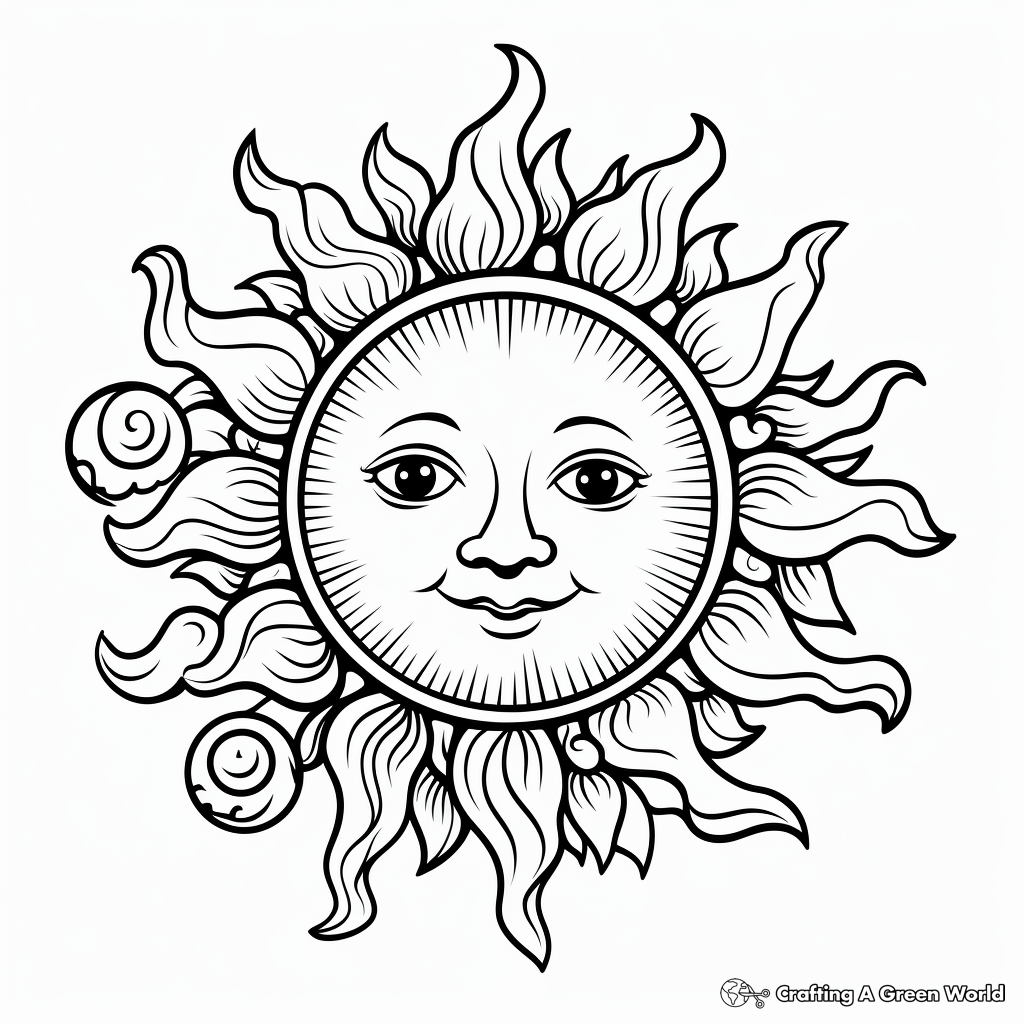 Zodiac Sun and Moon Signs Coloring Pages 1