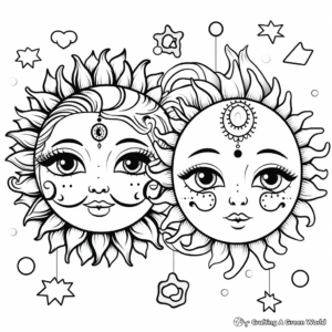 Zodiac Sun and Moon Signs Coloring Pages 4