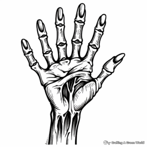 Zombie Skeleton Hand Coloring Pages for Horror Fans 2