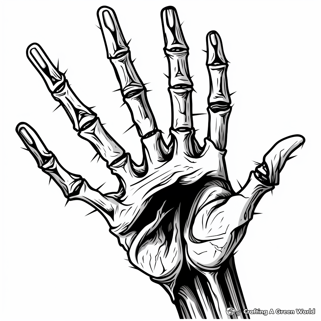 Zombie Skeleton Hand Coloring Pages for Horror Fans 3