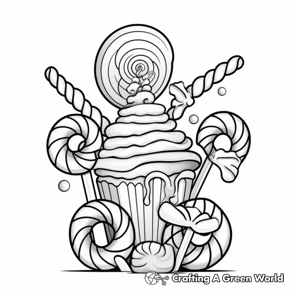 Delicious Striped Candy Cane Coloring Pages 1